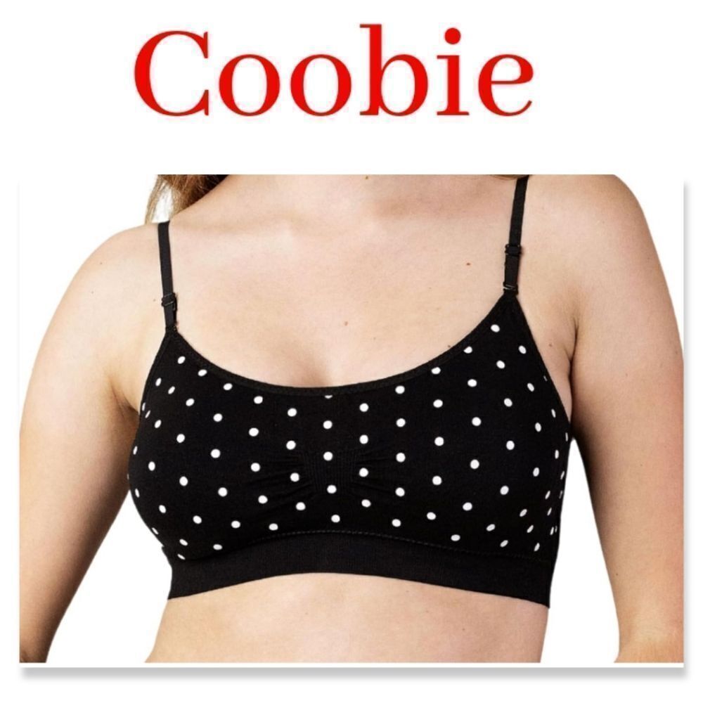 NWT Coobie Coobie Seamless Scoopneck Bra One Size, Black/White Polka Dot Small